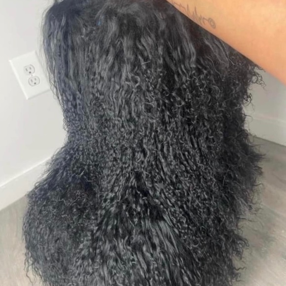 Black Real Fur Shaggy Boots sizes 8.5,9,10,10.5,11 only - Picture 1 of 4